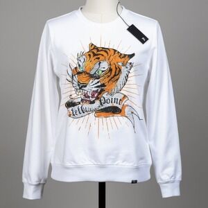 Left Point Rhinestone Tiger Sweatshirt NWT Small White Streetwear